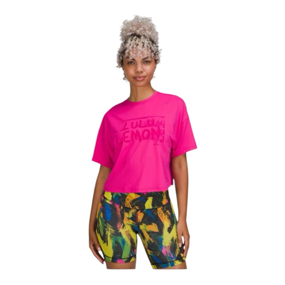 Lululemon Abrasion-Resistant Training T-Shirt *Ed Curtis, Sonic Pink, Size 2